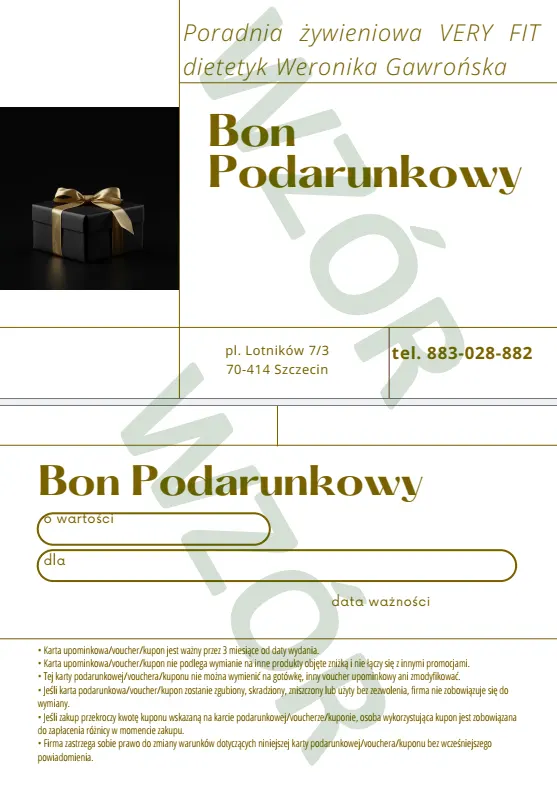 Bon podarunkowy - wzór